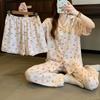 High-Value Cloud Cotton Short-Sleeved Pajamas Women'S Summer Loungewear Cute Girl Three-Piece Set