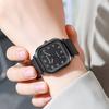 1 Stück - Modische Roma-Zifferblatt Damen-Uhren Quadratische Quarz-Uhr Lässiges Silikonband Armbanduhr