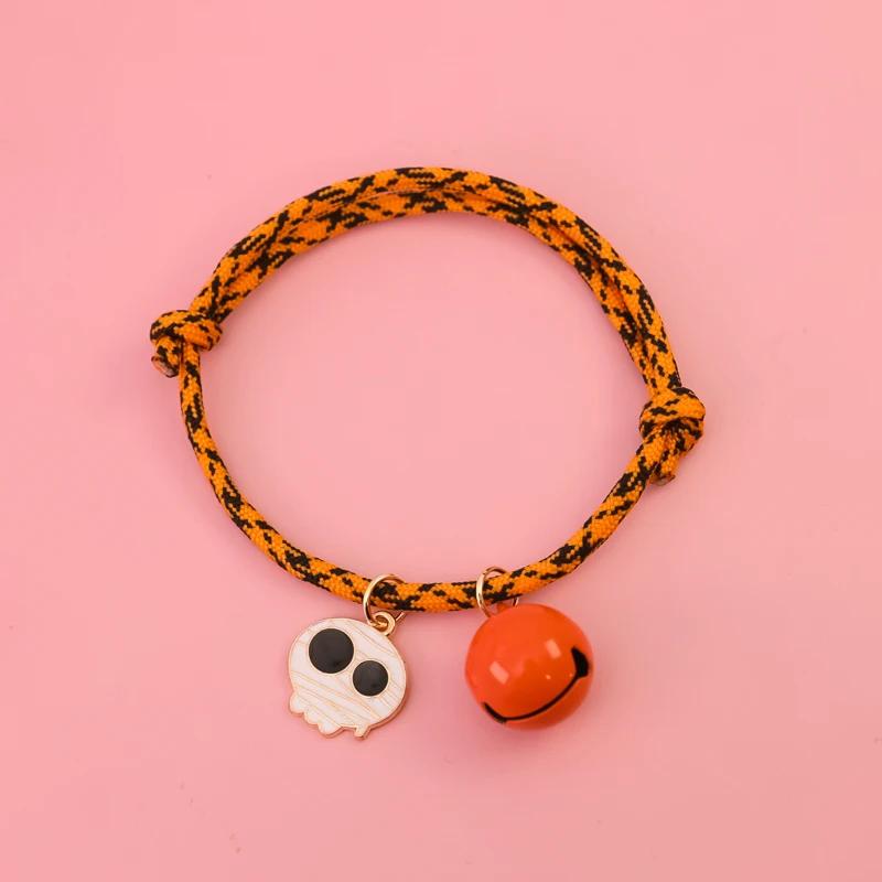Halloween Pet Collars, Hand Woven Pumpkin Ornaments, Dog and Cat Collars