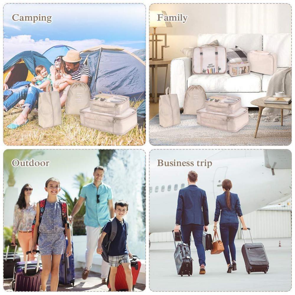 8 Pcs Packing Cubes Set, Waterproof Travel Luggage Organizer Bags, Multi-Size Clothes Underwear Shoe Storage Packing Cubes