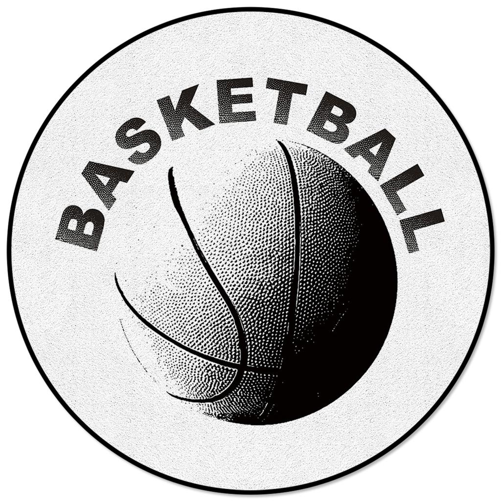Living Room Bedroom Floor Mats Kids Room Area Rug Basketball Ball Retro Striped Print Round Rug