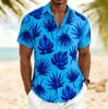 Men's Monstera & Palm Leaf Print Short Sleeve Shirt, Spring Summer Fresh Hawaiian Vacation Blouse, Loose Casual Top