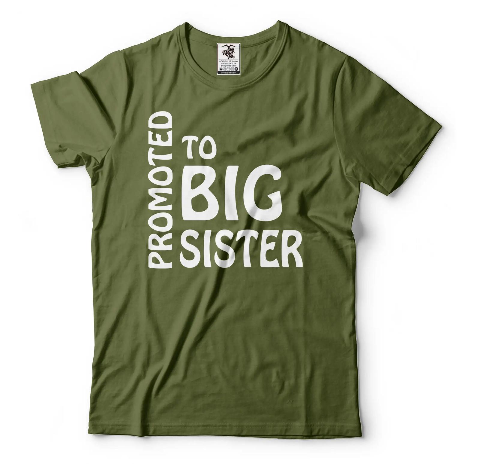 Promoted To Big Sister T-Shirt Big Sister Baby Announcement Shirt Big Sister Tee M