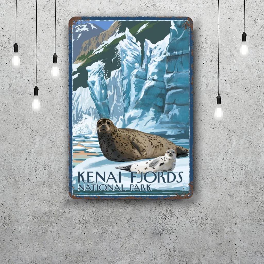 kenai fjords national park Decor Poster Vintage Tin Sign Metal Sign Decorative Plaque for Pub Bar Man Cave Club Wall Decoration