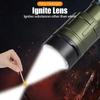 Rechargeable Zoomable Flashlight with Flame Ignition White Laser Core 4 Level Power Indicator Fresnel Lens for Outdoor Camping