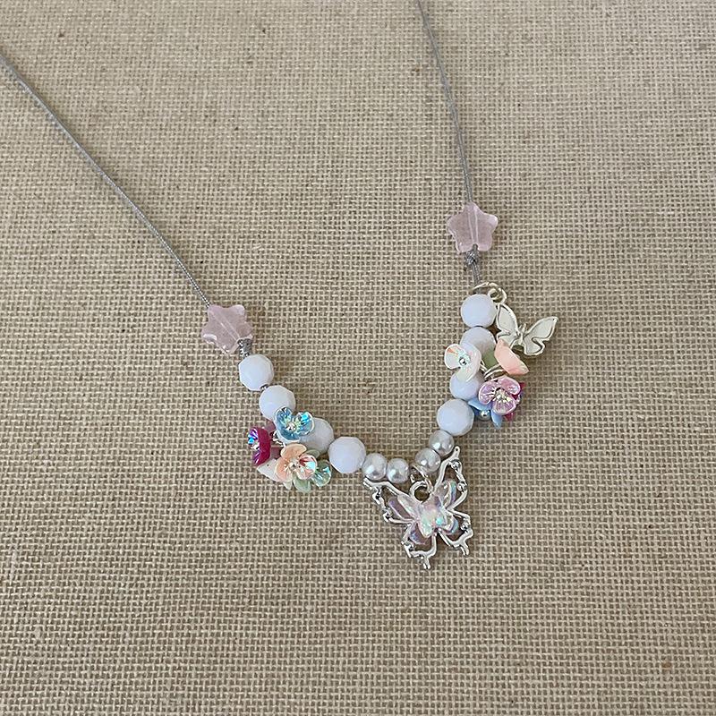 

Симфония дофамина, прозрачная бабочка, плетеная веревка, ожерелье, женская, милая, индивидуальная, модная, универсальная, цепочка на шею, цепочка на ключицу