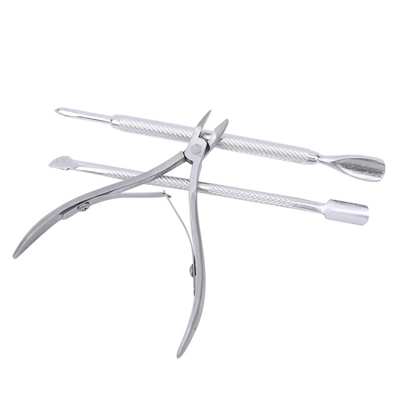 3Pcs Stainless Steel Nail Cuticle Nipper Cuticle Pusher Nail Clipper Trimmer