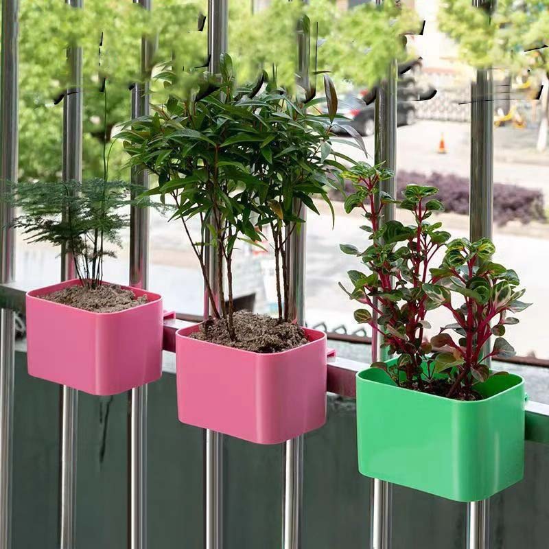 1 Stück PP Kunststoff Rechteck Wandhänge Pflanzgefäße Geländer Blumentöpfe Körbe Geeignet für Balkon Zaun Garten Außen Innen