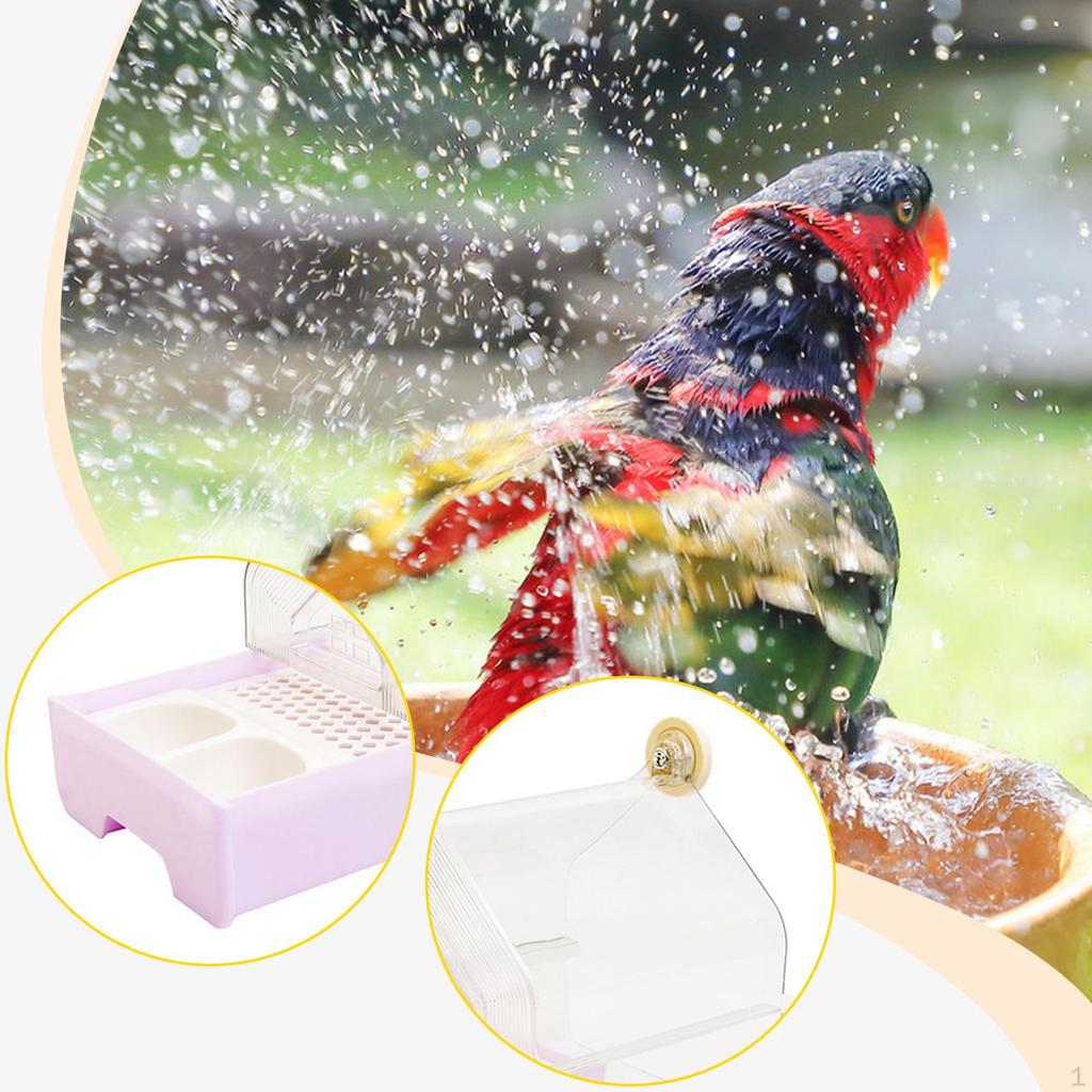 Parrot Bathing Box Accessories Food Feeder Easy Cleaning Bath Tub Bird Shower for Budgerigar