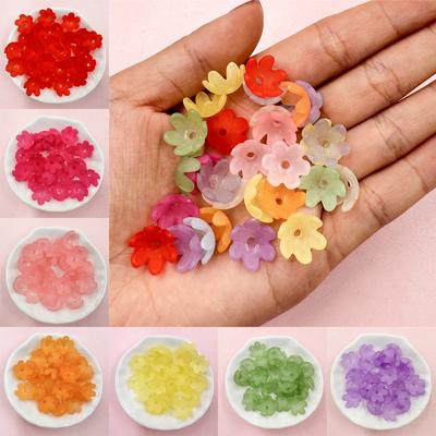 Handgefertigte Ohrringe Acryl Für Armband Halskette Herstellung DIY Schmuckzubehör 14mm Schlüsselanhänger Lose Perlen 30 Stück Mode Mattierte Blume