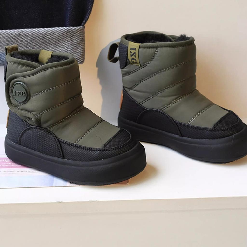 Kışlık Çocuk Fonksiyonel Su Geçirmez Kar Botları Erkek Polar Astarlı ve Kalınlaştırılmış Pamuklu Ayakkabılar Kız Spor Kışlık Ayakkabılar