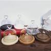 Display Dome with Base DIY Valentine's Day Decoration Crafts Jar Glass Cover Dustproof Clear Dome with Wood Base Stand Case