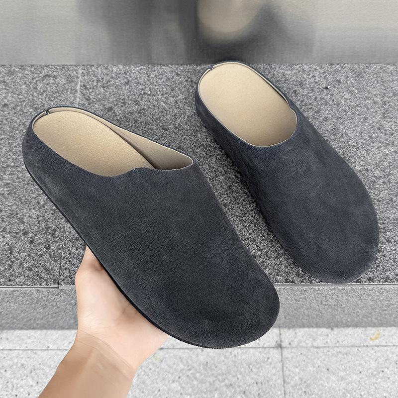 Baotou slippers spring and summer wear 2025 lazy one pedal super fire half tray 17093 olive green, brown -J