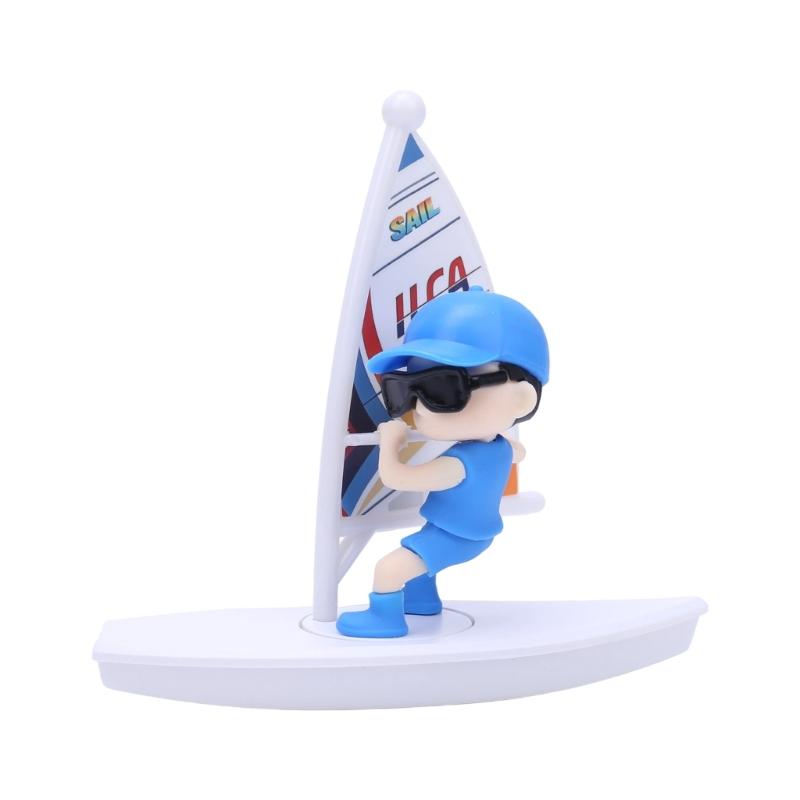 Sailing Boat Car Dashboard Decoration with Detailed Base, Sail and Character Figure, Plus Scent Insert for Cabin Accent