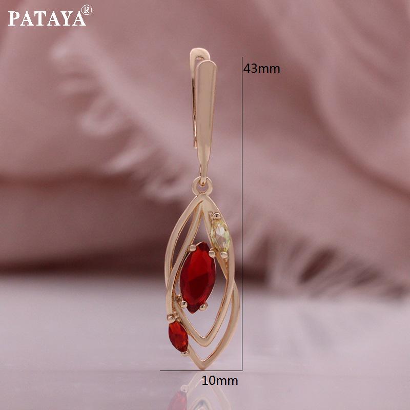 

PATAYA Unique Women Earrings Horse s Eye Style 585 Rose Gold Color Long Earrings