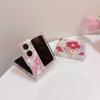 For Oppo Find N2 Flip 5G Case Flower Pattern Printing PC Phone Cover with Flower Charm Chain