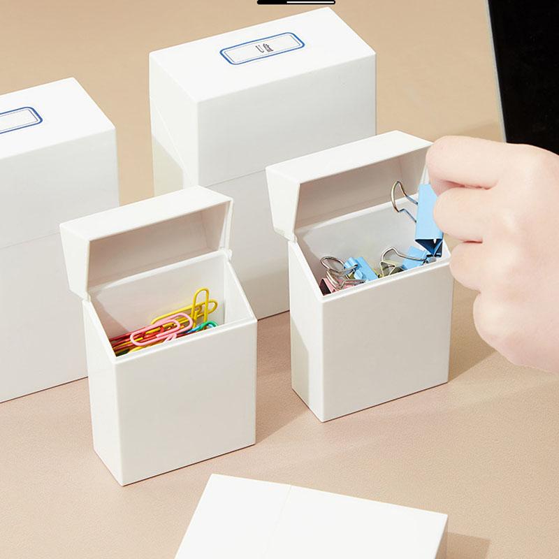 Kapaklı Masaüstü Saklama Kutusu Beyaz Mini İdol Fotoğraf Kartı Düzenleyici Küçük Kırtasiye Hap Kutuları Konteyner Çekmece Ayırma Düzenleyici