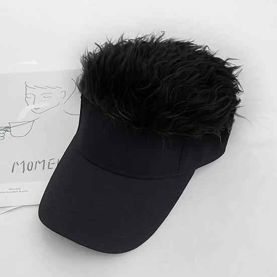 Novelty Sun Visor Cap with Fake Hairs Adjustable Peaked Wig Baseball Hat with Spiked Short Hair Funny Hip Hop Hat for Fancy Performance