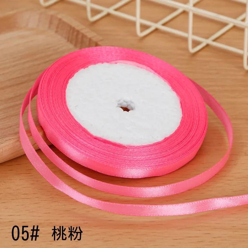 6mm Satin Ribbon DIY Artificial Silk Material Christmas Halloween Wedding Birthday Party DecorationHandmade Bows Gift Wrapping