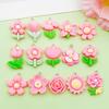 Conjunto de 15 Pingentes de Flor de Cerejeira e Rosa em Resina Rosa para Pulseira e Colar DIY
