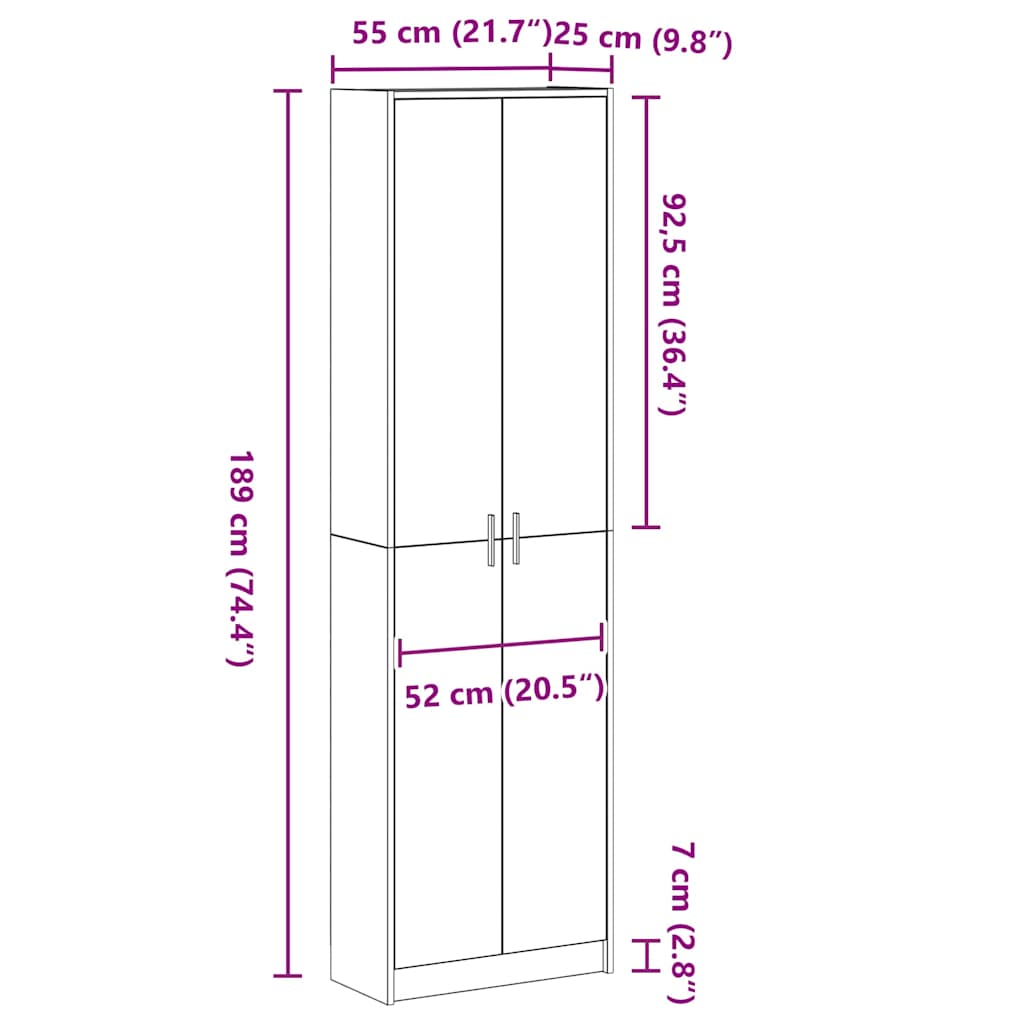 Wardrobe with Shelf Black Oak Effect 55 X 25 X 189 Cm