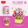 LEGO-kompatibelt Byggesett med Orkidéroseblomst: Floral Whispers Kurvpyntegjenstand, Leke for barn, Gave til jenter og Lærerdagen