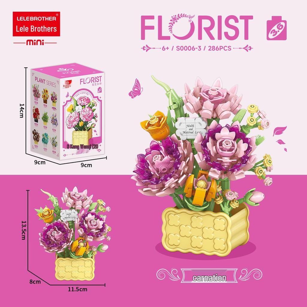 LEGO-kompatibelt Byggesett med Orkidéroseblomst: Floral Whispers Kurvpyntegjenstand, Leke for barn, Gave til jenter og Lærerdagen