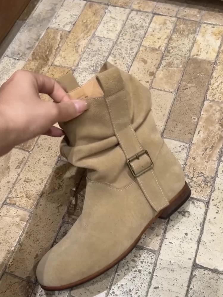 

Sheepskin Edition~ Vintage Pleated Pile Boots Niche Maillard Short Boots Women s Western Cowboy Boots Knight Boots 35