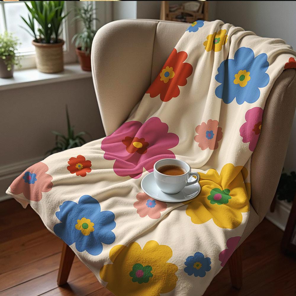 Rainbow Confetti Dot Cartoon Anime Print Flannel Blanket Soft Warm Throw for Kids Bedroom Sofa Christmas Office Car