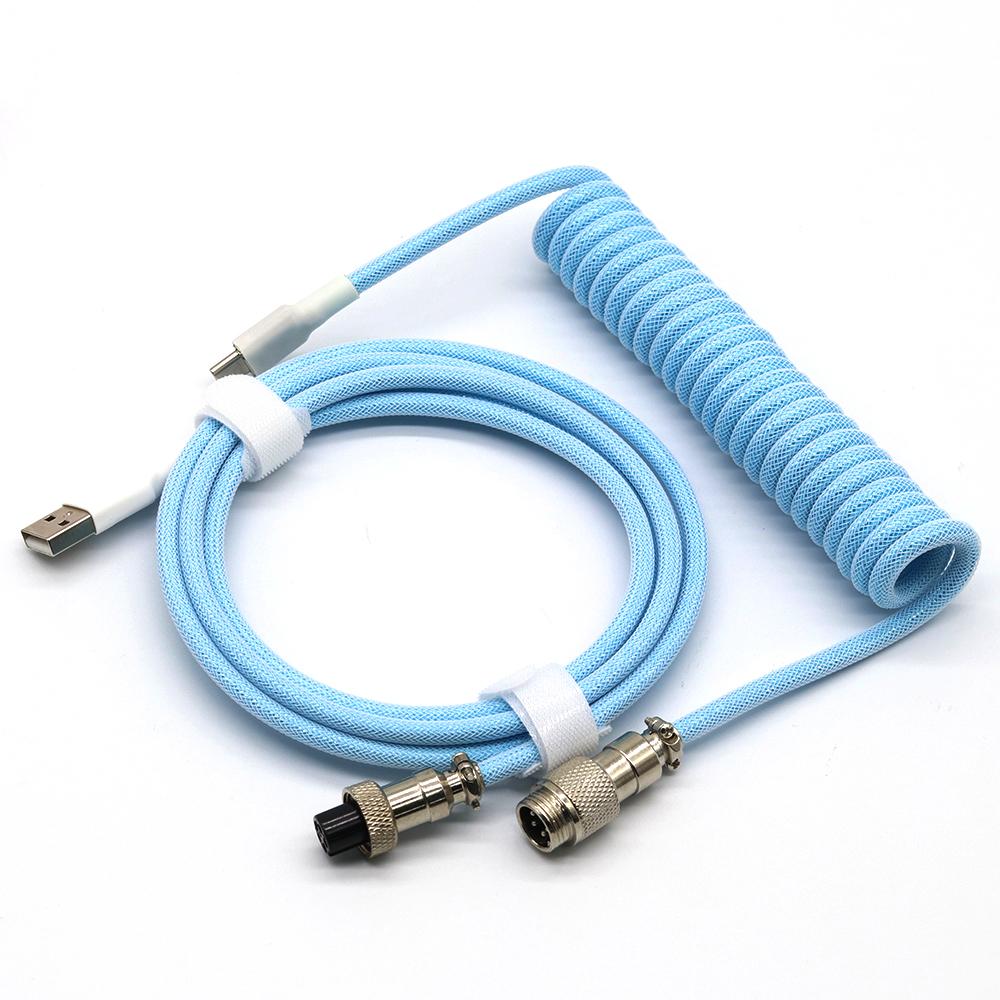 Mechanical Keyboard Aviation Plug Coil USB Type-C Cable Metal Pilot Connector Game GX16 USB Keyboard Cable Keyboard Accessories