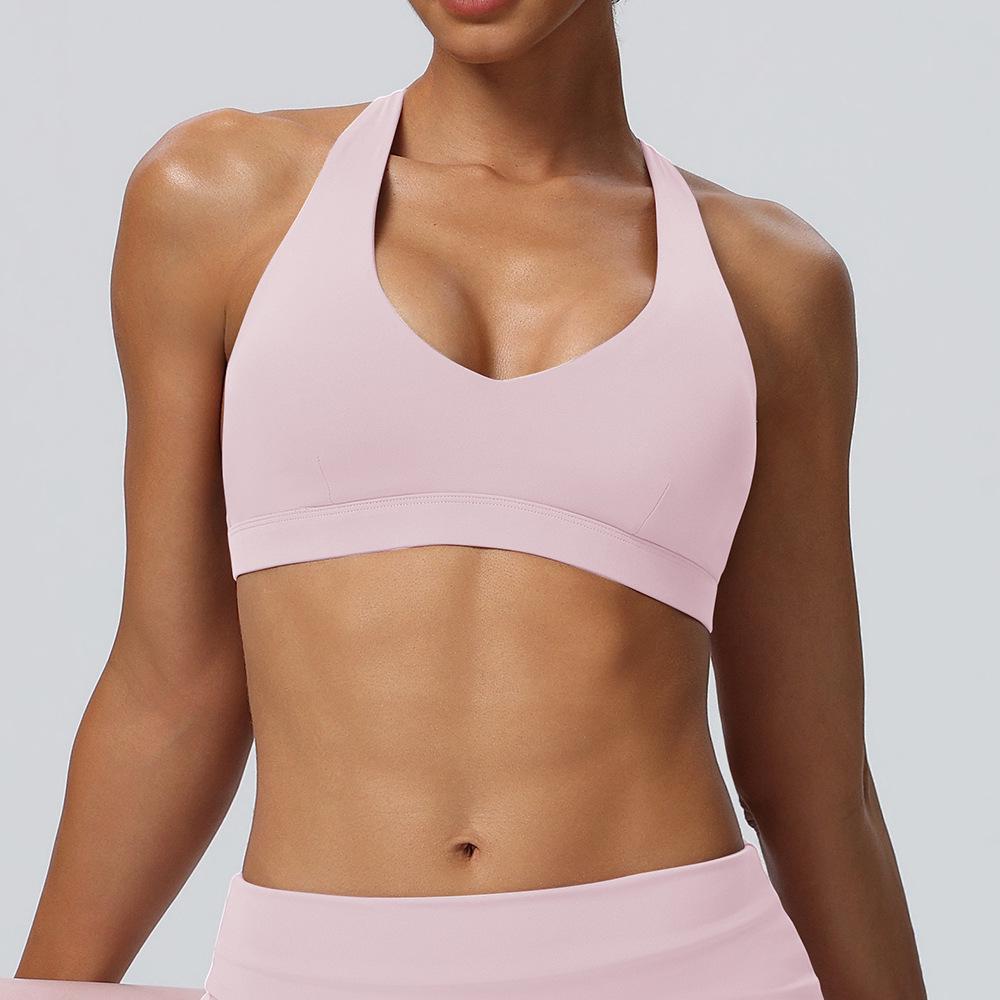 Women's Breathable Quick-Dry Halter Sports Bra with Chest Pads for Yoga and Fitness