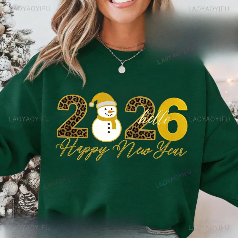 Happy New Year 2026 Cheers Design for T-shirts Digital Download Autumn and Winter Thermal Hoodie Long Sleeve Adult Pullover
