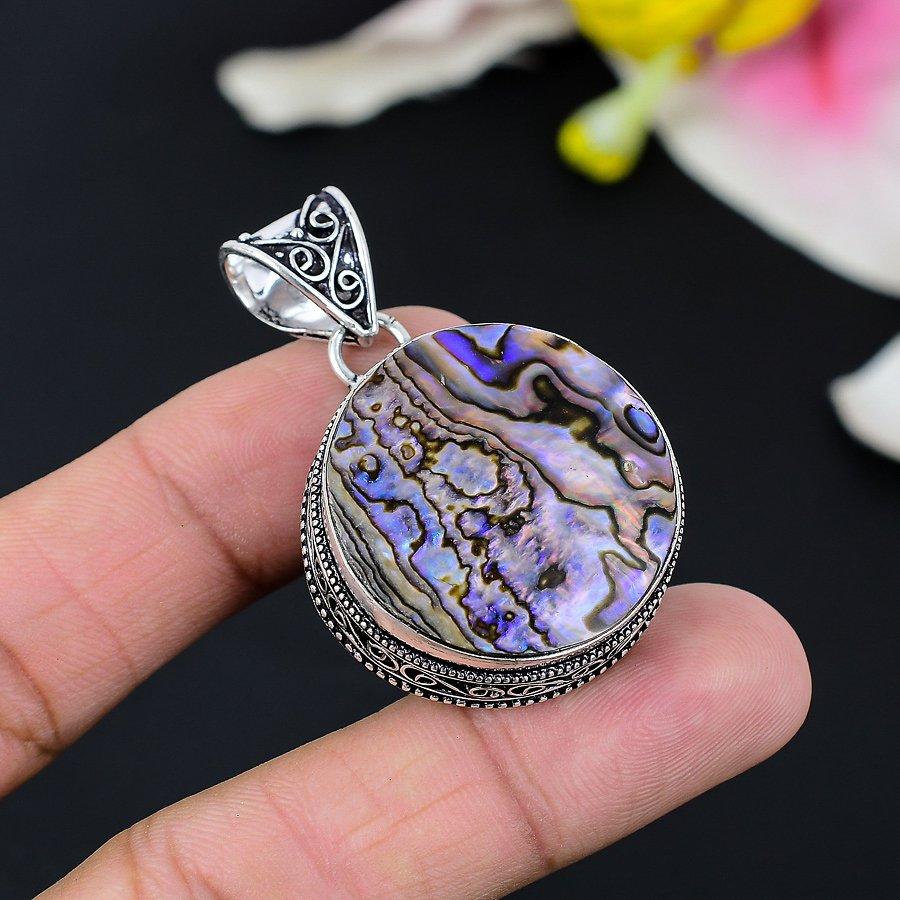 

Abalone Shell Gemstone Handmade 925 Sterling Silver Jewelry Pendant 1.62 KG-131