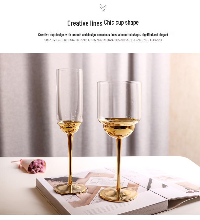 Stylish European High-Stem Electroplated Crystal Wine Glass