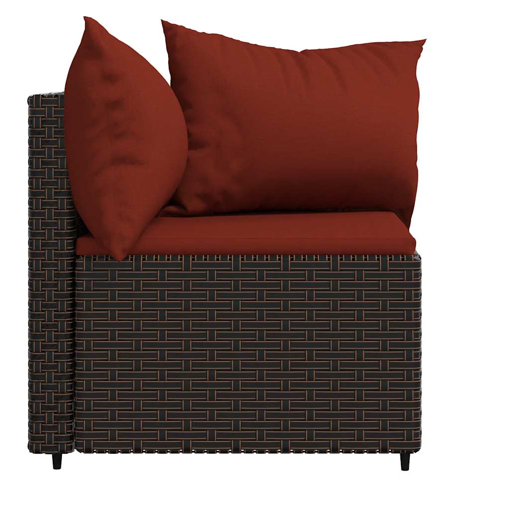 Garden Corner Sofa Set with Cushions 2 Pcs Brown Poly Rattan