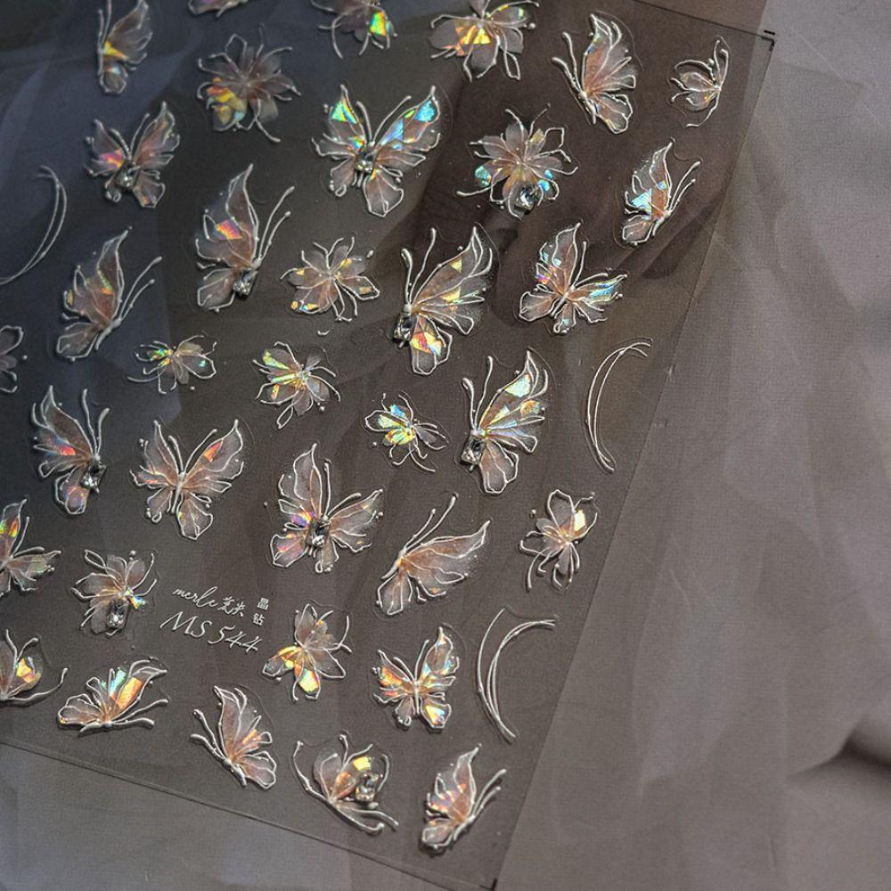 Self Adhesive Flower Nail Stickers 5D Nail Decals DIY Shell Light Nail Stickers Women