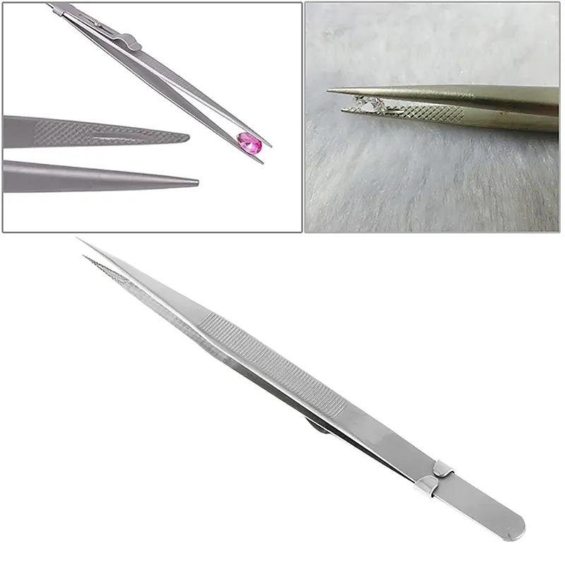 Jewelry Making Tool Tweezers Concave Groove Diamond Stainless Steel Adjustable Craft Tools For Jeweler