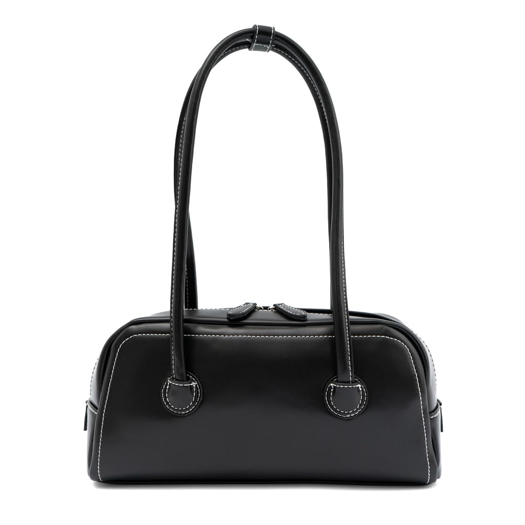 VITAFELICE Women's Long Handle Mini Boston Bag (NSB-30230P) (Black)