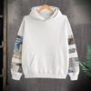 Unisex Hoodie with Big Pocket Retro Printing Long Sleeves Loose Hooded Solid Color Elastic Cuffs Hip Hop Streetwear Top
