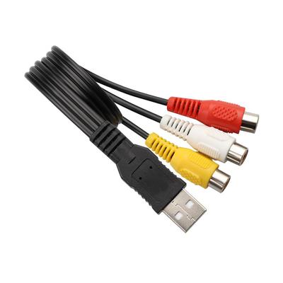 Audio M/F USB 2.0 Converter Cable Video Adapter AV Cord USB Male To 3-RCA Female