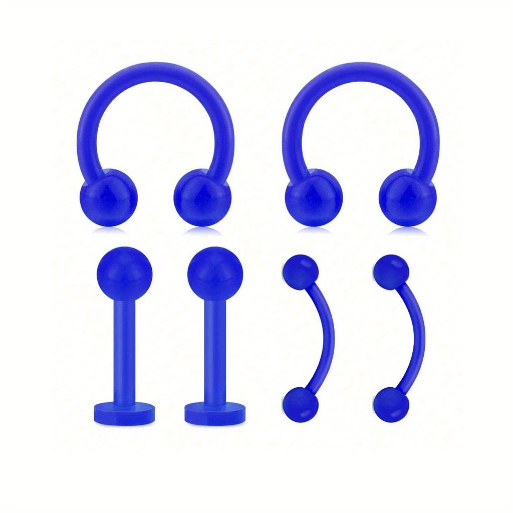 6Pcs UV Rook Multicolor Nose Rings Hoop Earrings Eyebrow Ring Lip Labret Studs Acrylic Flexible Cartilage Ear Piercing Jewelry