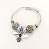 18K Gold Bee Pendant Bracelet with Zircon Rhinestones in Titanium Stainless Steel