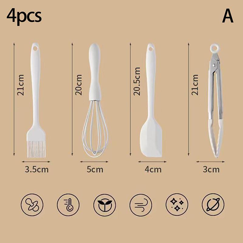 3/4/5 Pcs Silicone Baking Set Cake Cream Spatula Scraper Kitchen Household Egg Whisk Barbecue Oil Brush Gadget Kitchen Supplies