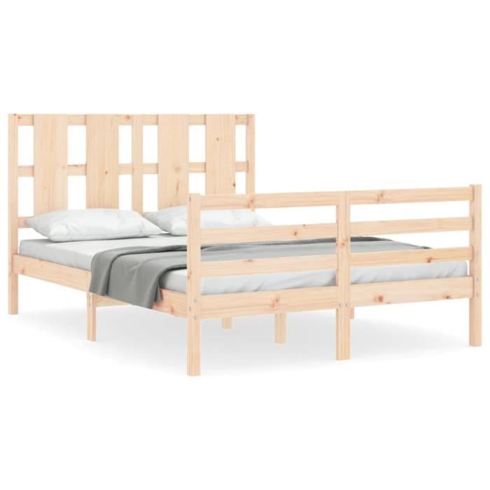 VidaXL Cadre de lit avec tête de lit 140x200 cm bois massif 3194116