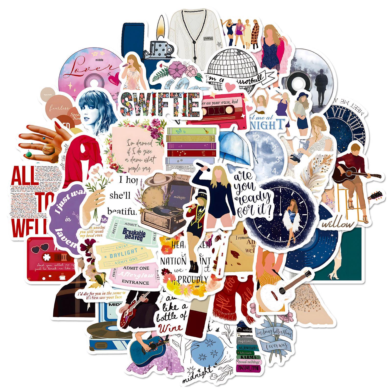 50 Taylor Swift Notebook Stickers - New Singer Collection