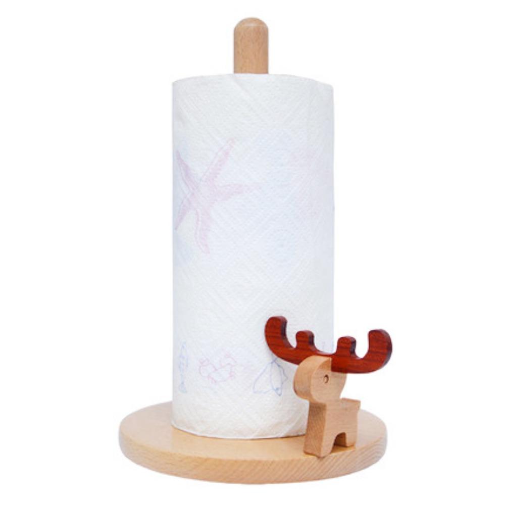 Vertical Cartoon Paper Towel Rack Durable Wooden Paper Roll Stand  Table Top