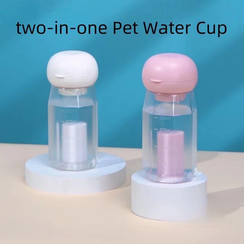 

Dual-use Travel Dog Water Bottle Heat-Resistant Drinking Bowls with Poop Bag Cat Yellow 300ml