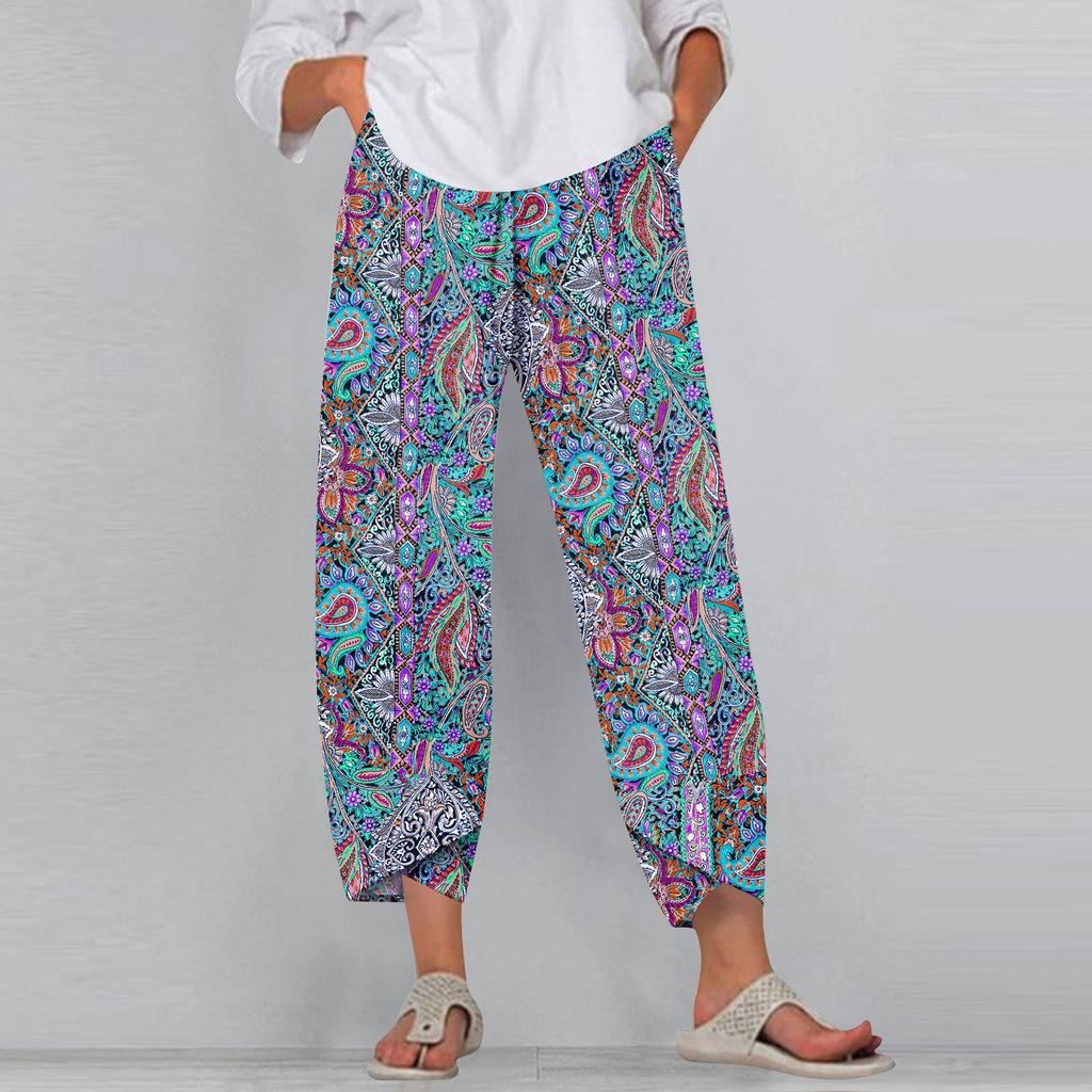 Women's Pants With Pockets Casual Trousers Pants For Women Summer Casual Wide Leg Elastic Waist Pants With Pockets