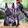 Soziales Tier Muster Druck Yoga Outfit für Damen Mode Workout Leggings Fitness Sport Freizeit Yoga Set Sportanzug