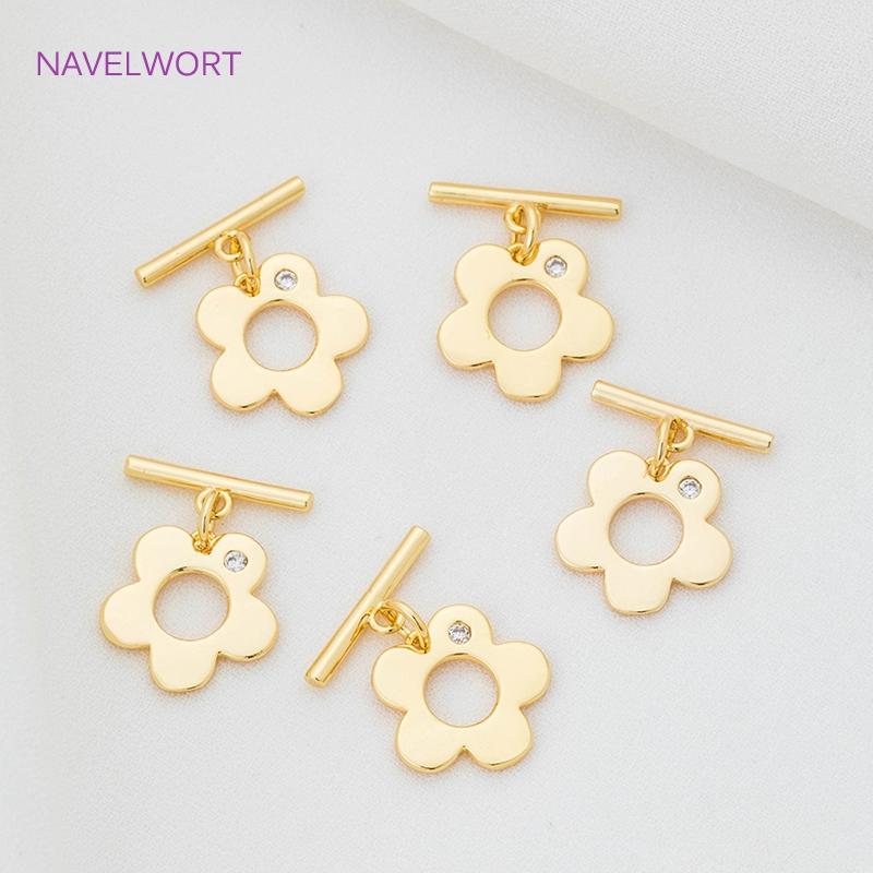 18K Gold Platinierte Blumen-/Herz-/Pentagramm-/Schmetterlingsform Toggle-Verschlüsse Für Schmuck, Messing Verbindungsverschlüsse, DIY Schmuckzubehör